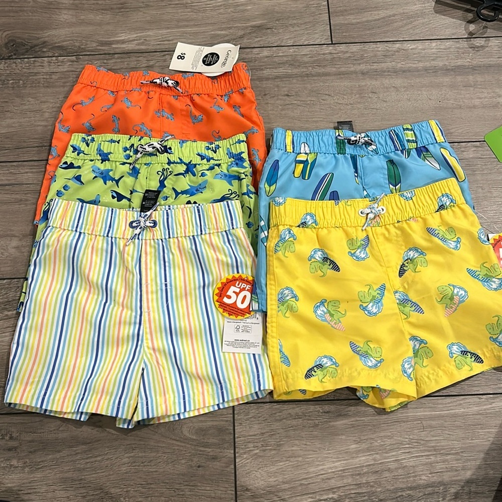 NWT lot of THREE swimming trunks size 6-12 months / assorted colors